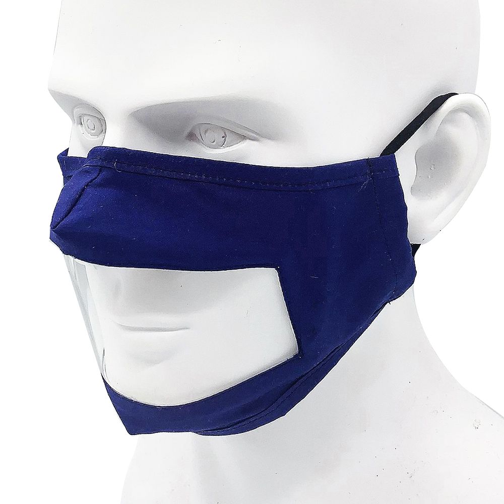 Full Color Custom Breathable Visible Mouth Cotton Face Cover w/ Clear Window