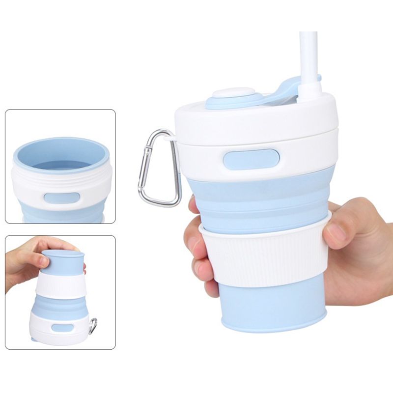Custom Multipurpose Innovative Collapsible Travel Cup w/ straw - 15 oz