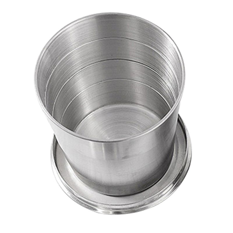 Stainless Steel Custom Collapsible Water Cup w/ Carabiner - 8.5 oz.