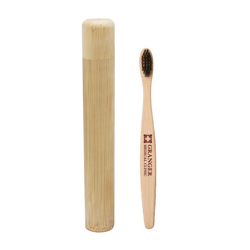 Adult's Custom Eco-friendly Bamboo Toothbrush w/ Case