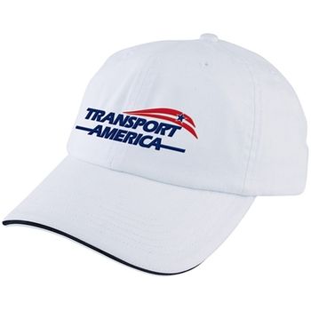Embroidered Unstructured Promotional Sport Cap w/ Sandwich Visor