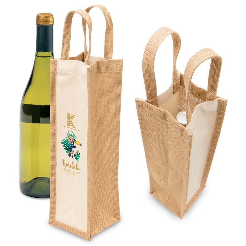 Eco Jute 1 Bottle Wine Bag