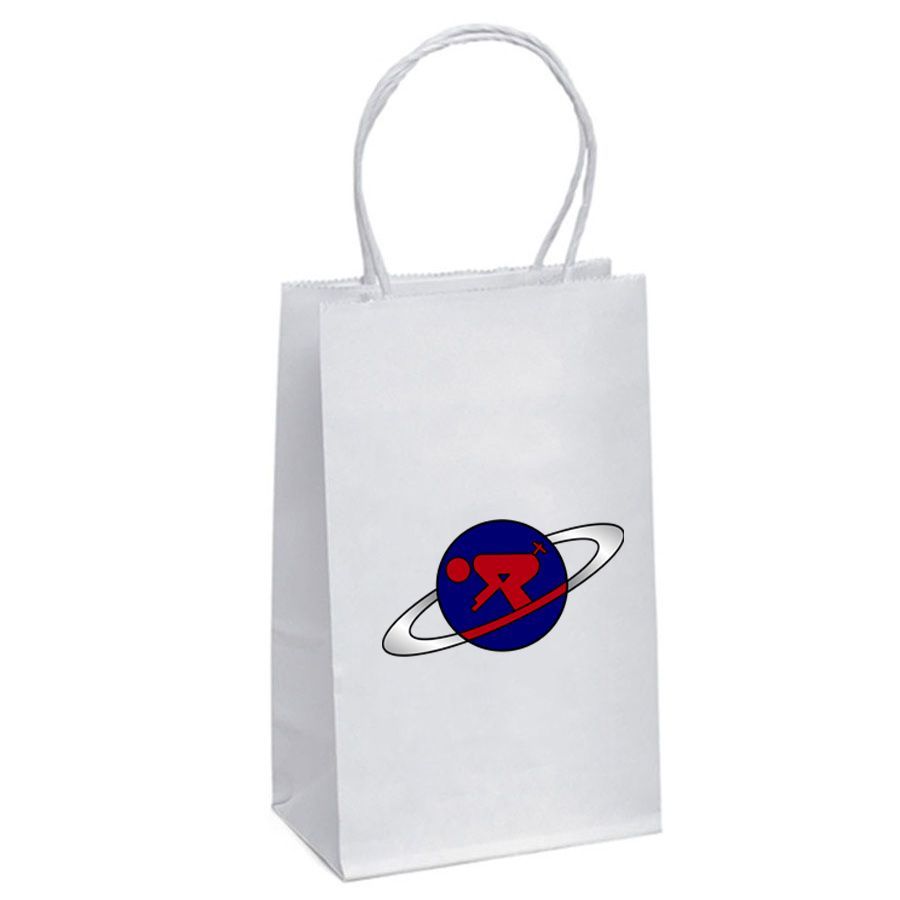 Custom Full Color Kraft Paper White Shopping Bag - 6"W x 8.5"H x 2.5"D