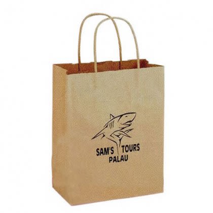 Promotional 8 x 10 1/2 Twisted Paper Handle Shopping Bag - Natural
