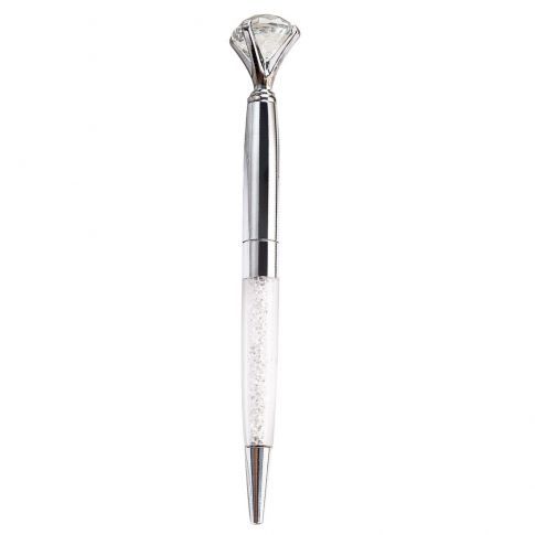 Custom Diamond Metal Ballpoint Pen w/ Small Crystal