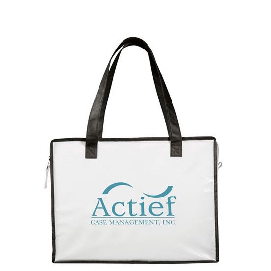 Custom Laminated Non-Woven Zippered Tote - 16"w x 12"h x 7"d