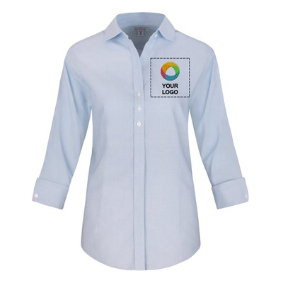 Ladies 3/4-Sleeve Nailhead Non-Iron Dress Shirt