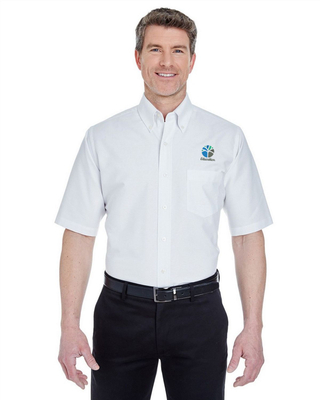 Logo Embroidered Short-Sleeve Oxford Dress Shirt - For Men