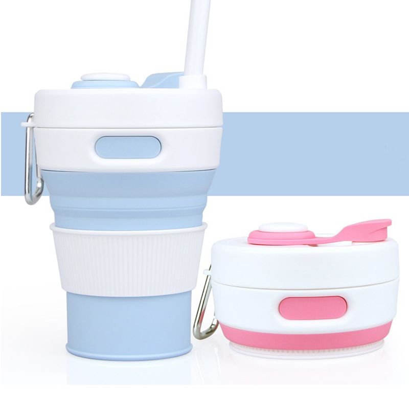 Custom Multipurpose Innovative Collapsible Travel Cup w/ straw - 15 oz