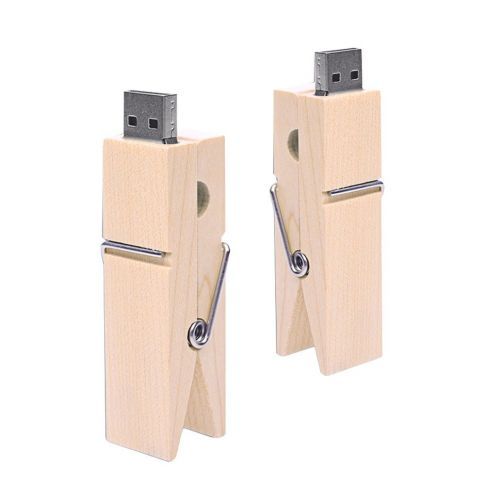 Custom Clothespin Shaped Wood USB Flash Drive