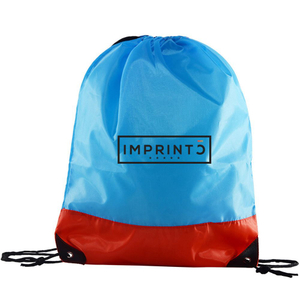 Waterproof Two-Tone Custom Nylon Drawstring Bag - 13.4"w x 16.5"h