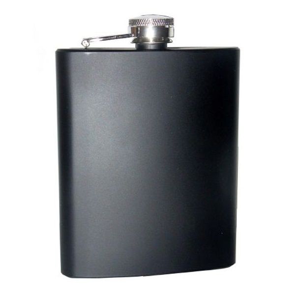 Stainless Steel Custom Black Hip Flasks - 6 oz