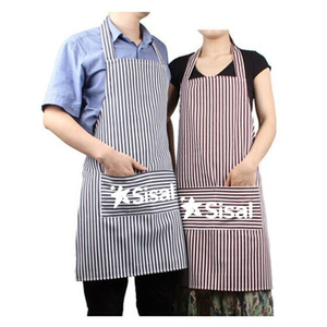 Stripe Cooking Apron With 2 Pockets