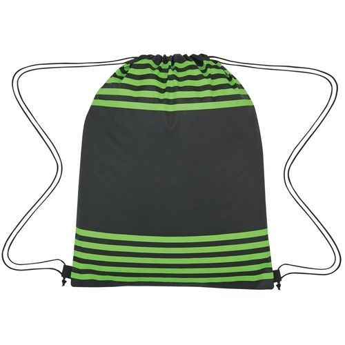 Striped Sports Custom Drawstring Bag - 13.5"w x 17.75"h