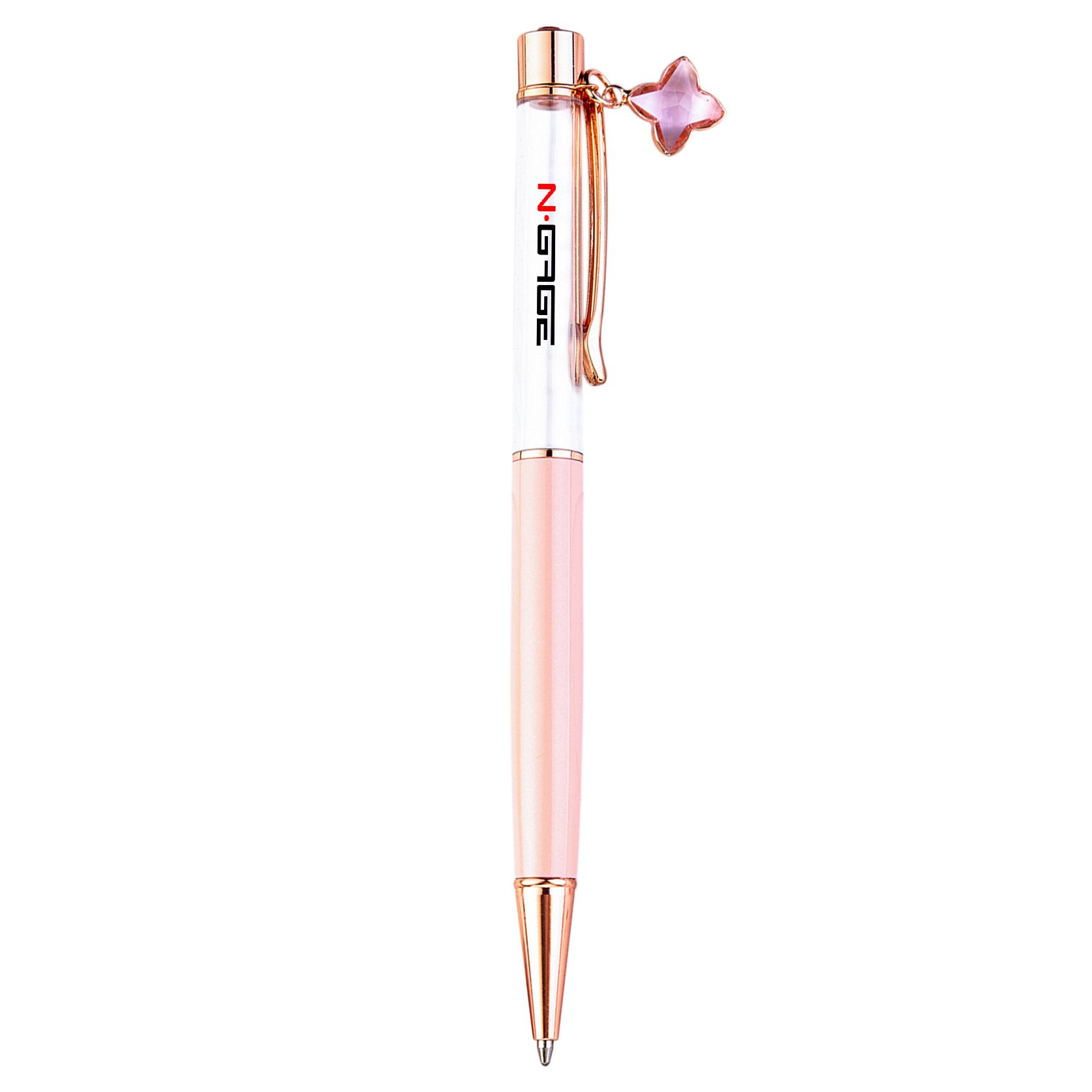 Custom Colorful Crystal Metal Ballpoint Pen With Four-Leaf Clover