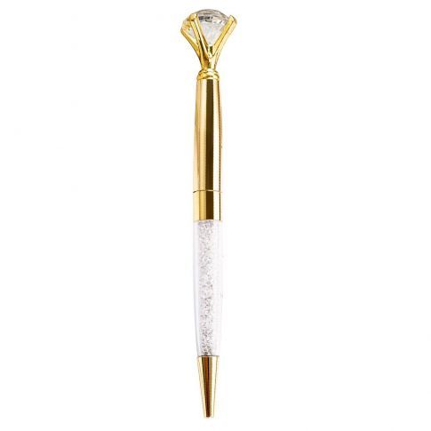 Custom Diamond Metal Ballpoint Pen w/ Small Crystal