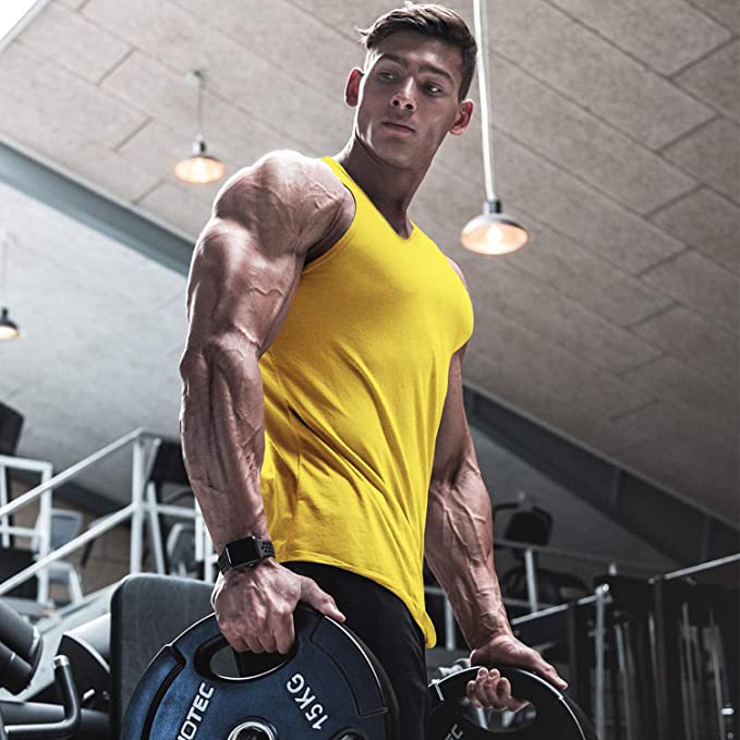 Men's Workout Tank Tops Gym Sleeveless Shirts V Neck Bodybuilding Muscle Tee Shirt