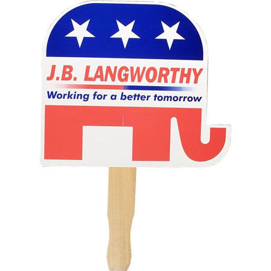 Full Color Promotional Hand Fan - Republican Elephant